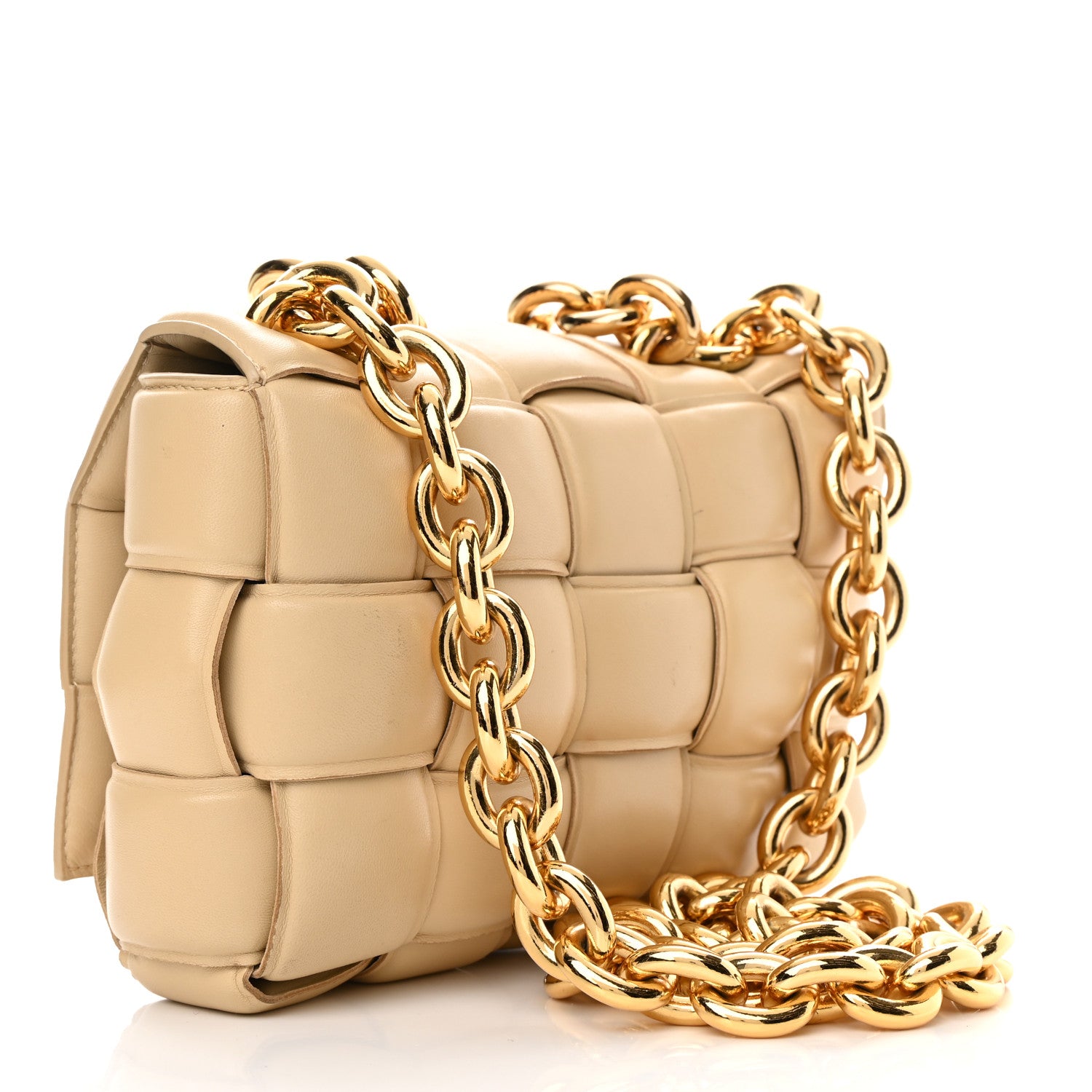 Bottega Veneta Lambskin Maxi Intreccio Padded Chain Cassette Crossbody Bag Porridge 3 of 21