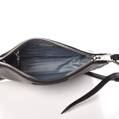 Prada Glace Calf Etiquette Clutch Black Astrale 5 of 10