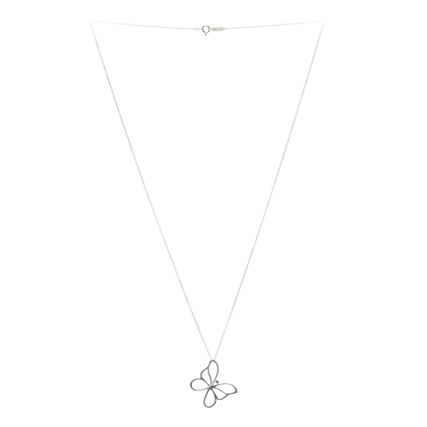 Tiffany Sterling Silver Butterfly Pendant Necklace 3 of 5