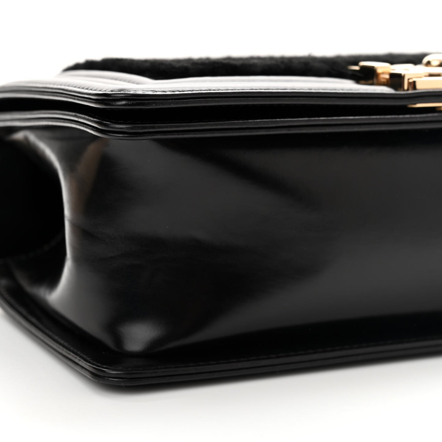 Shearling Calfskin Medium Boy Flap Black