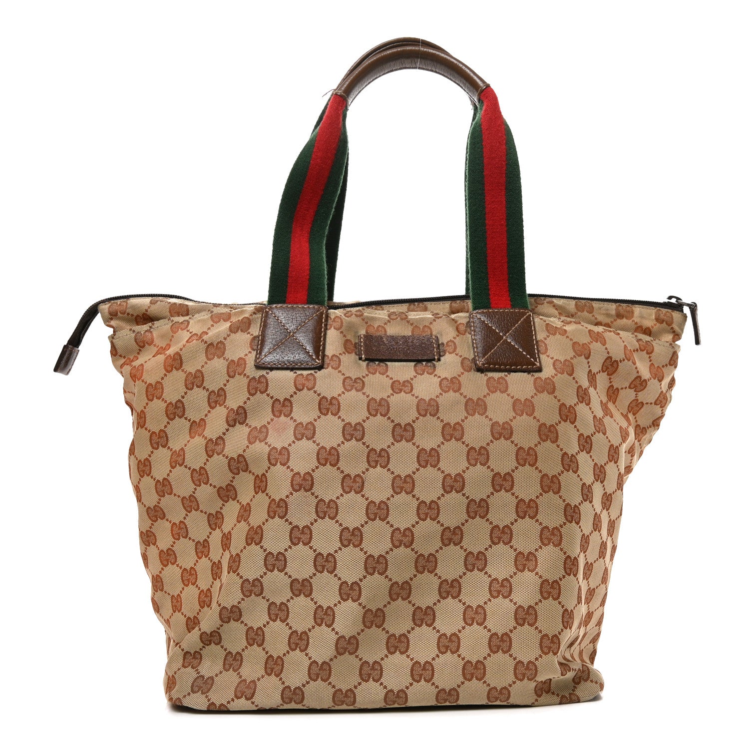 Gucci Monogram Large Web Handle Bucket Tote Dark Brown 1 of 11