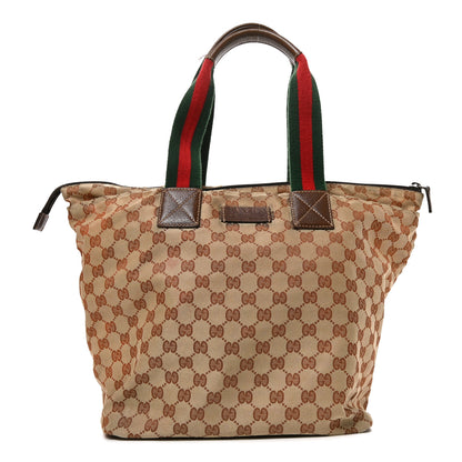 Gucci Monogram Large Web Handle Bucket Tote Dark Brown 1 of 11