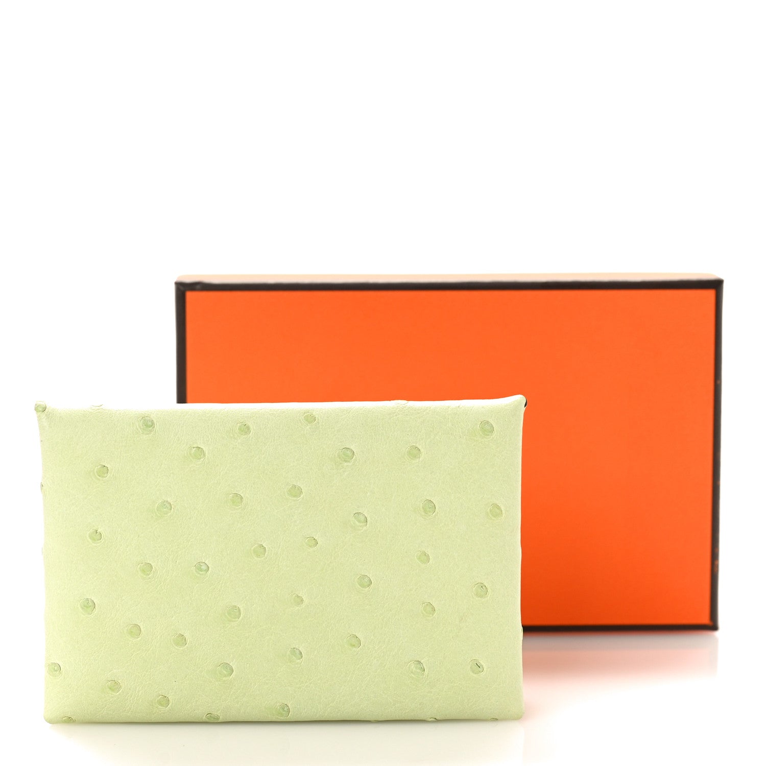 Hermes Ostrich Calvi Card Case Jaune Bourgeon 9 of 9