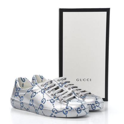 Gucci Miro Rubber Wax GucciGhost Print Mens New Ace Sneakers 7 Silver 9 of 9