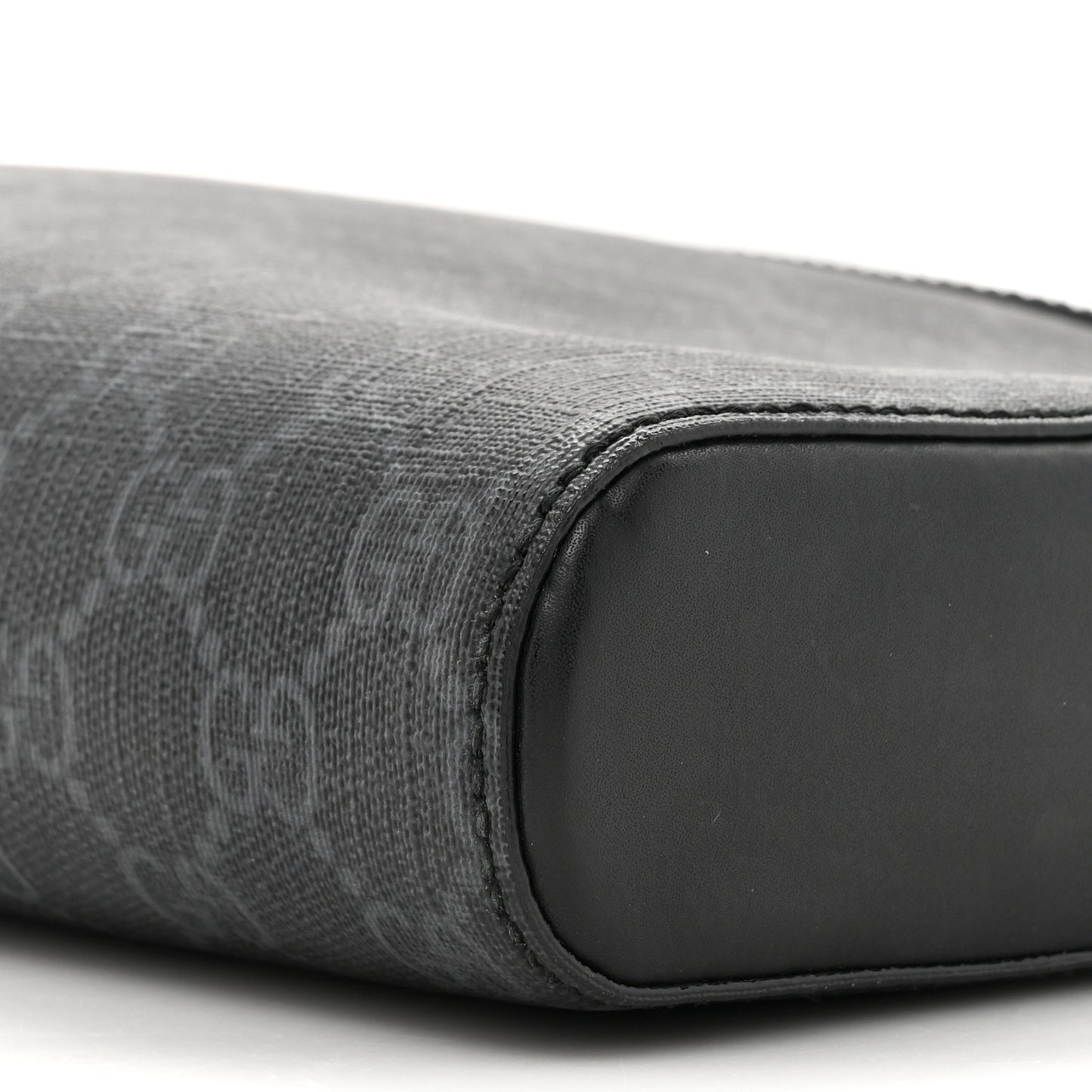 GG Supreme Monogram Appia Calfskin Web Flat Messenger Bag Black Grey