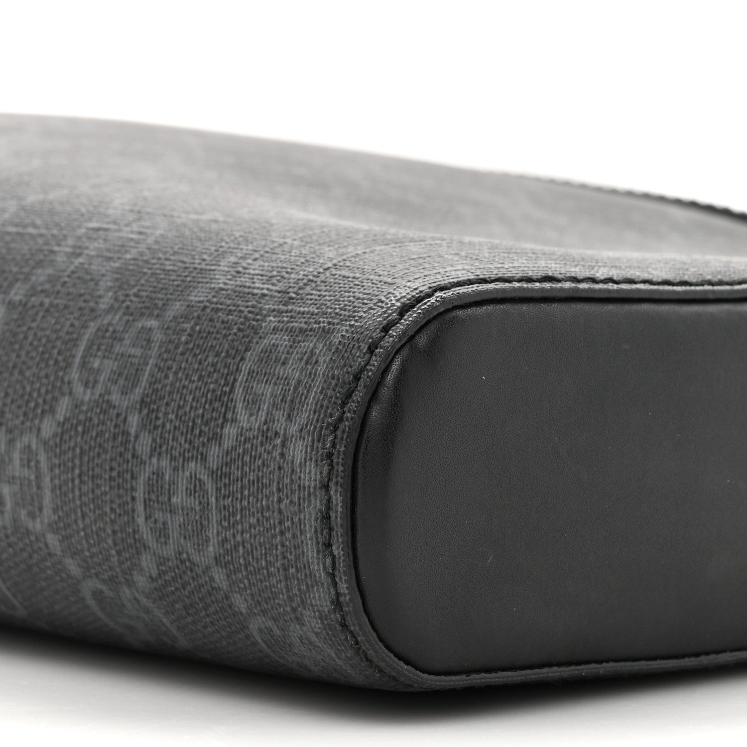 Gucci GG Supreme Monogram Appia Calfskin Web Flat Messenger Bag Black Grey 8 of 9
