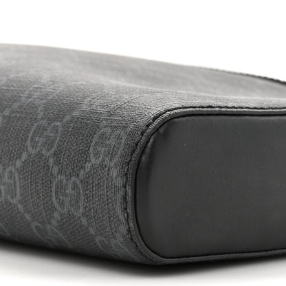 Gucci GG Supreme Monogram Appia Calfskin Web Flat Messenger Bag Black Grey 8 of 9