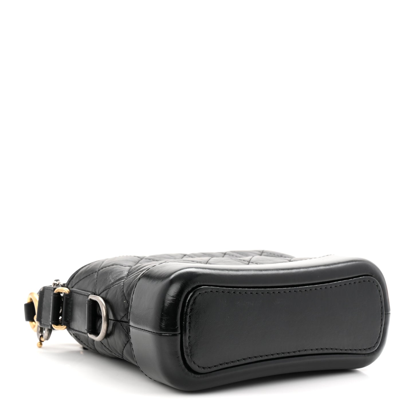 Aged Calfskin Quilted Small Gabrielle Logo Hobo Black