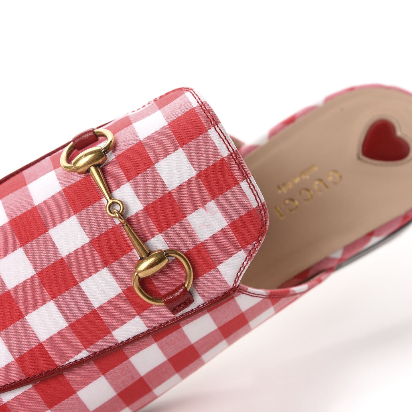 Cotton Gingham Womens Princetown Slippers 39 White Red