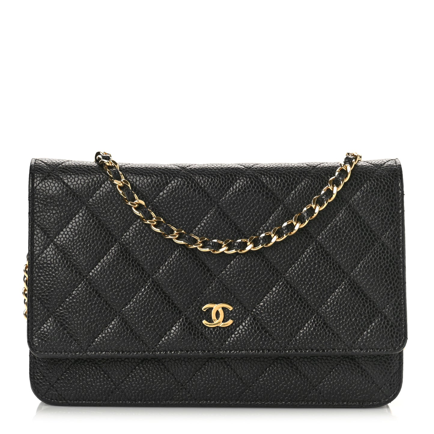 Caviar Quilted Wallet on Chain WOC Black