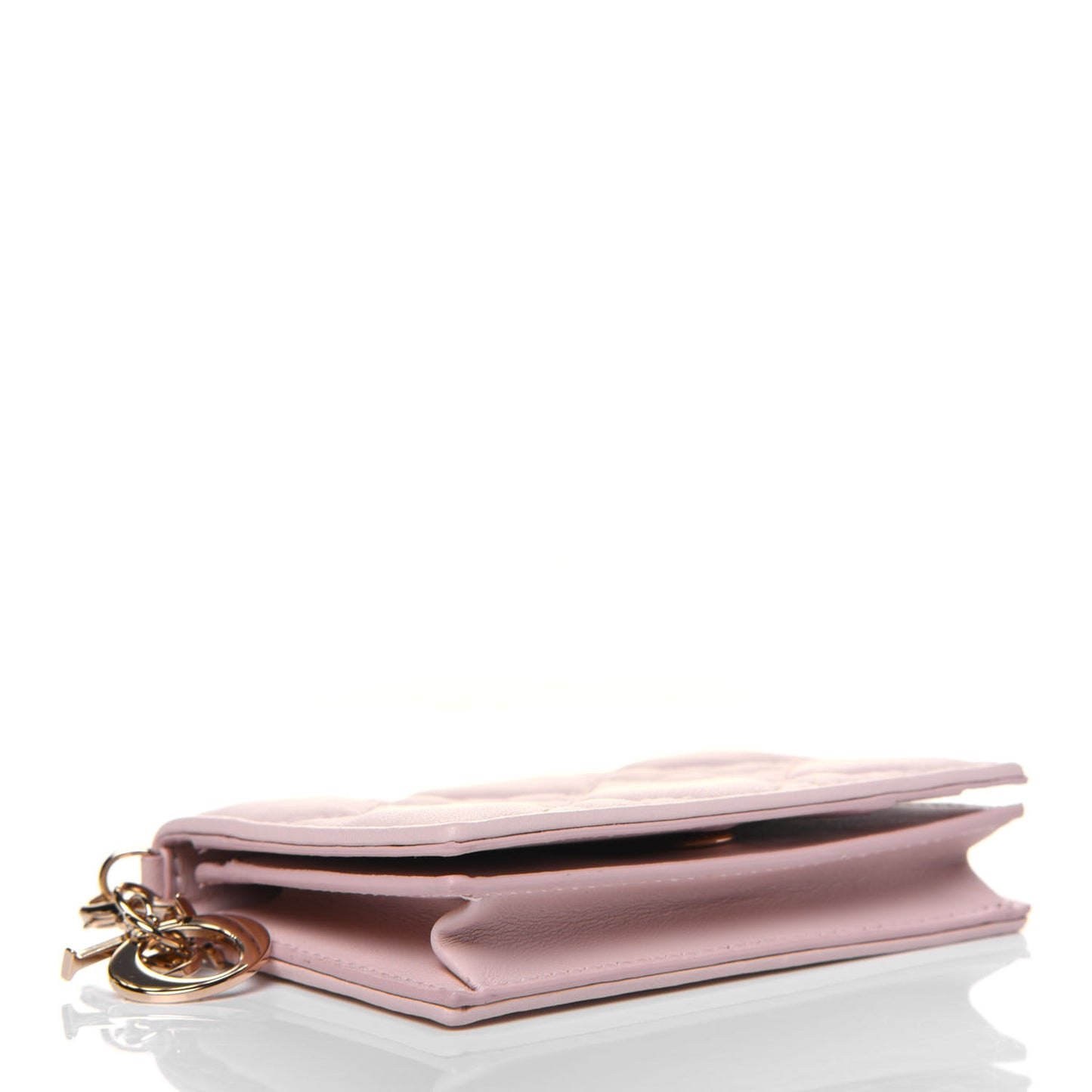 Lambskin Cannage Small Lady Dior Flap Card Holder Light Pink