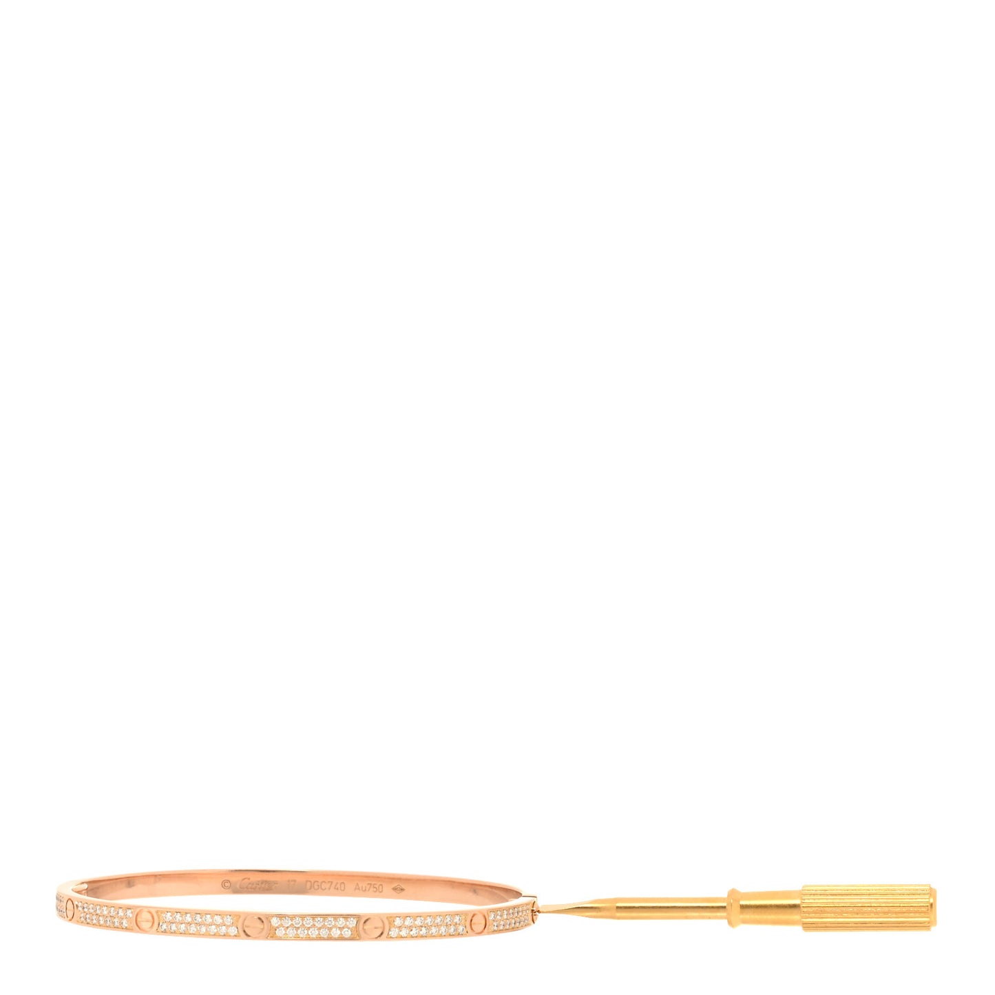 18K Pink Gold Diamond Small LOVE Paved Bracelet 17