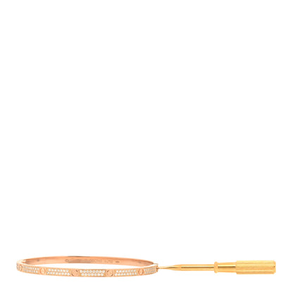 Cartier 18K Pink Gold Diamond Small LOVE Paved Bracelet 17 4 of 5