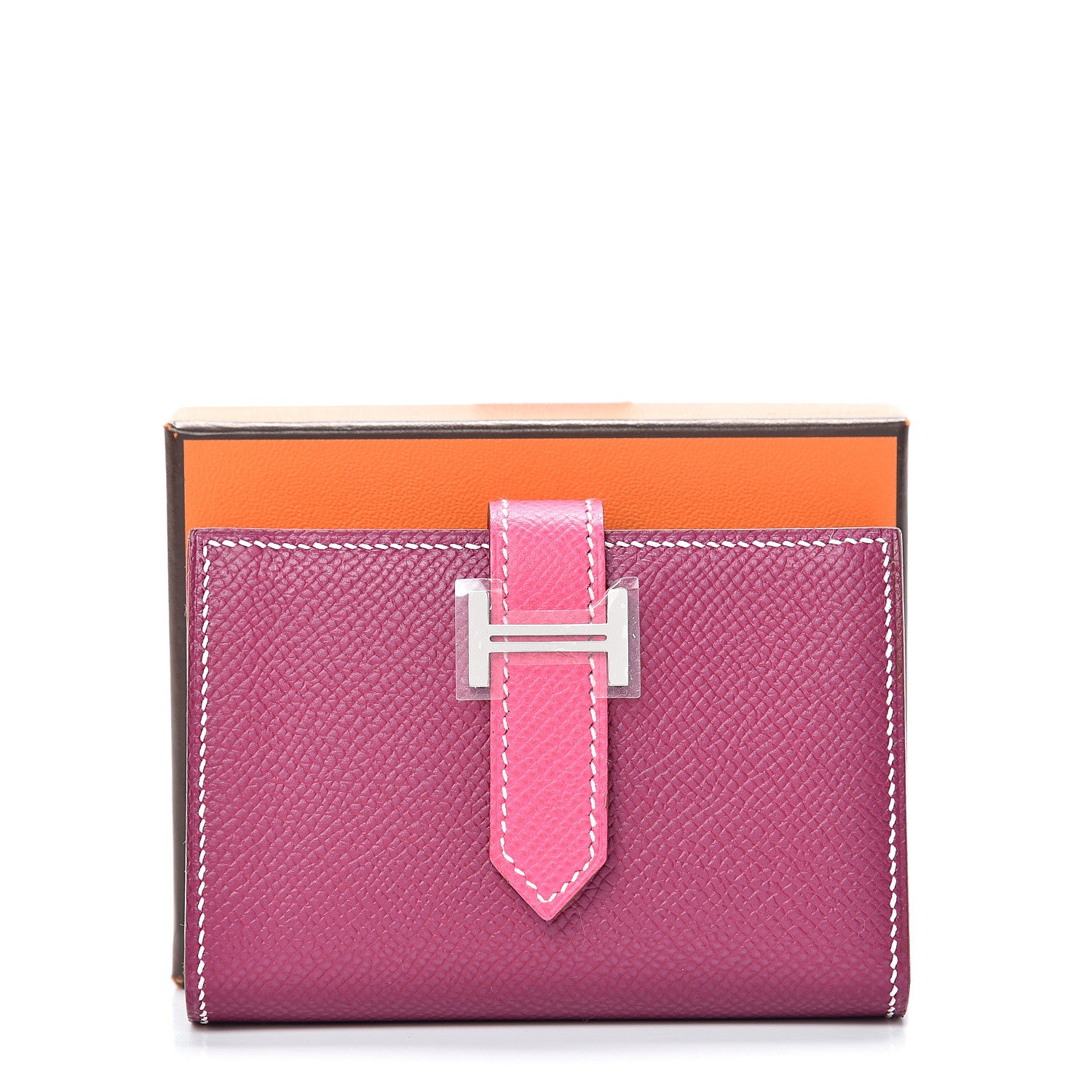 Hermes Epsom Bi-Color Mini Bearn Wallet Tosca Rose Tyrien 7 of 7