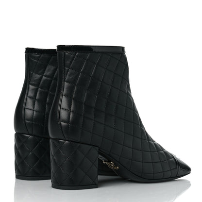 Chanel Lambskin Quilted Patent Cap Toe CC Booties 40.5 Black 4 of 8