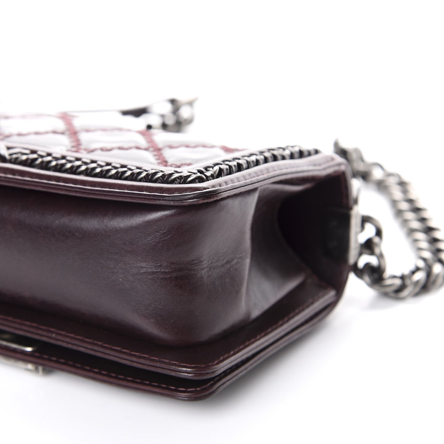 Goatskin Quilted Small Boy Handle Flap Burgundy
