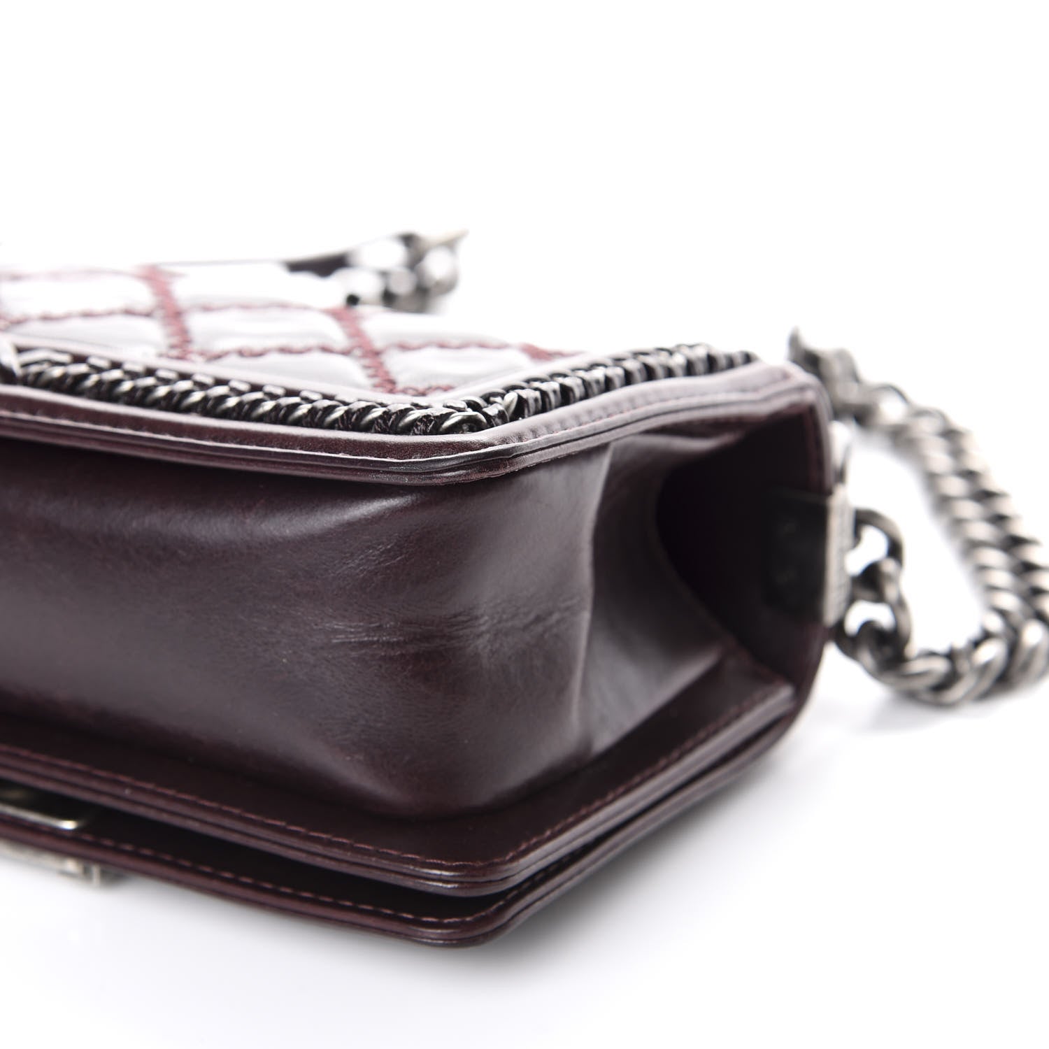 Chanel Goatskin Quilted Small Boy Handle Flap Burgundy 6 of 10