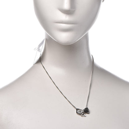 Chanel Crystal CC Bow Necklace Silver Black 2 of 6