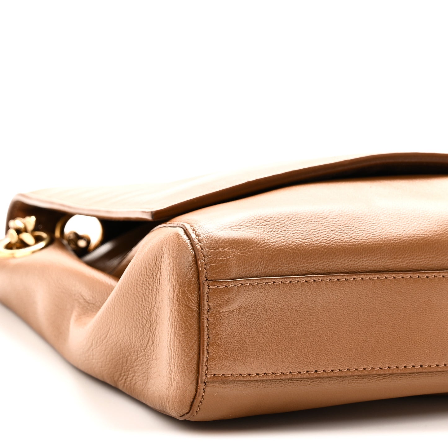 Smooth Calfskin Suede Medium Reversible Monogram Kate Satchel Light Ochre