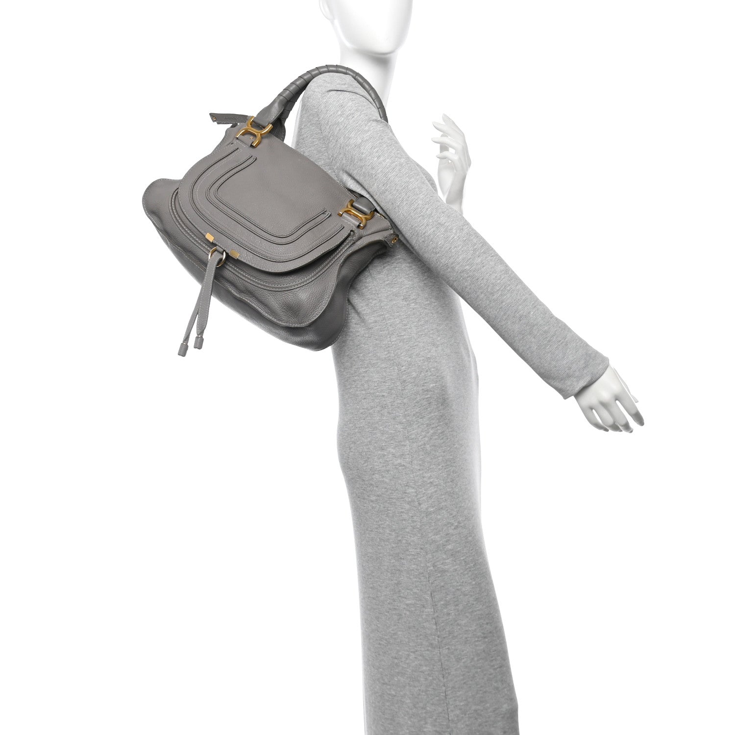 Chloe Calfskin Medium Marcie Satchel Cashmere Grey 2 of 15