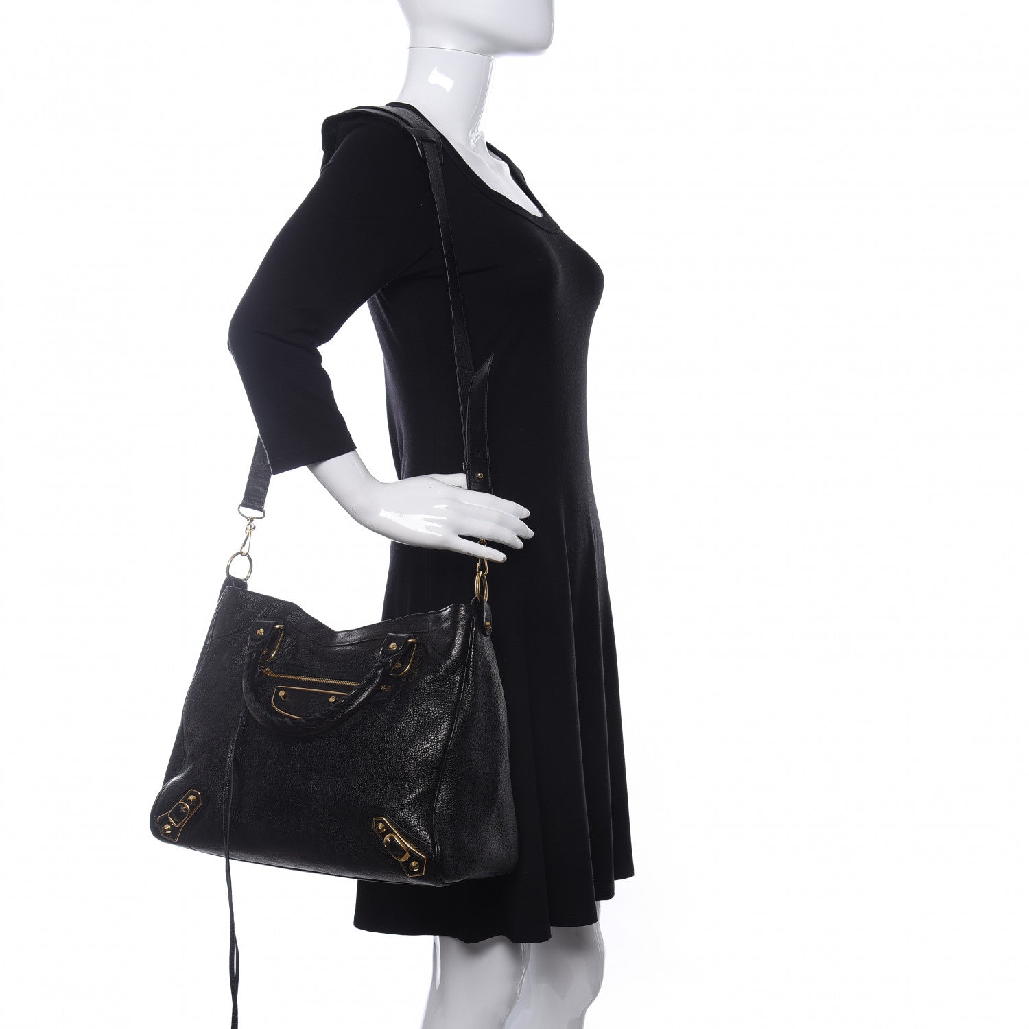 Balenciaga Chevre Gold Metallic Edge Hardware Velo Black 2 of 9