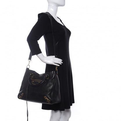 Balenciaga Chevre Gold Metallic Edge Hardware Velo Black 2 of 9