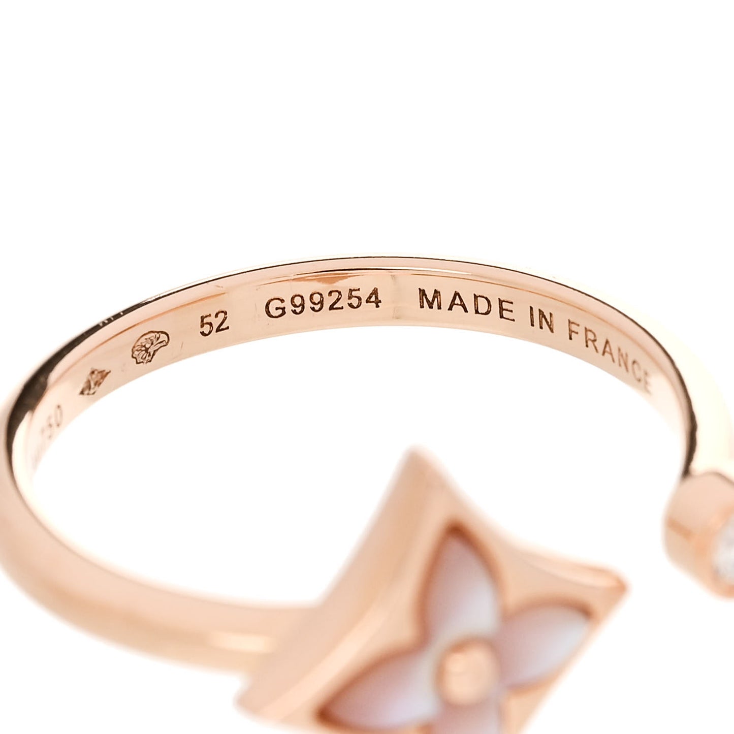 18K Pink Gold Diamond Mother of Pearl Mini Color Blossom Star Ring 52 6