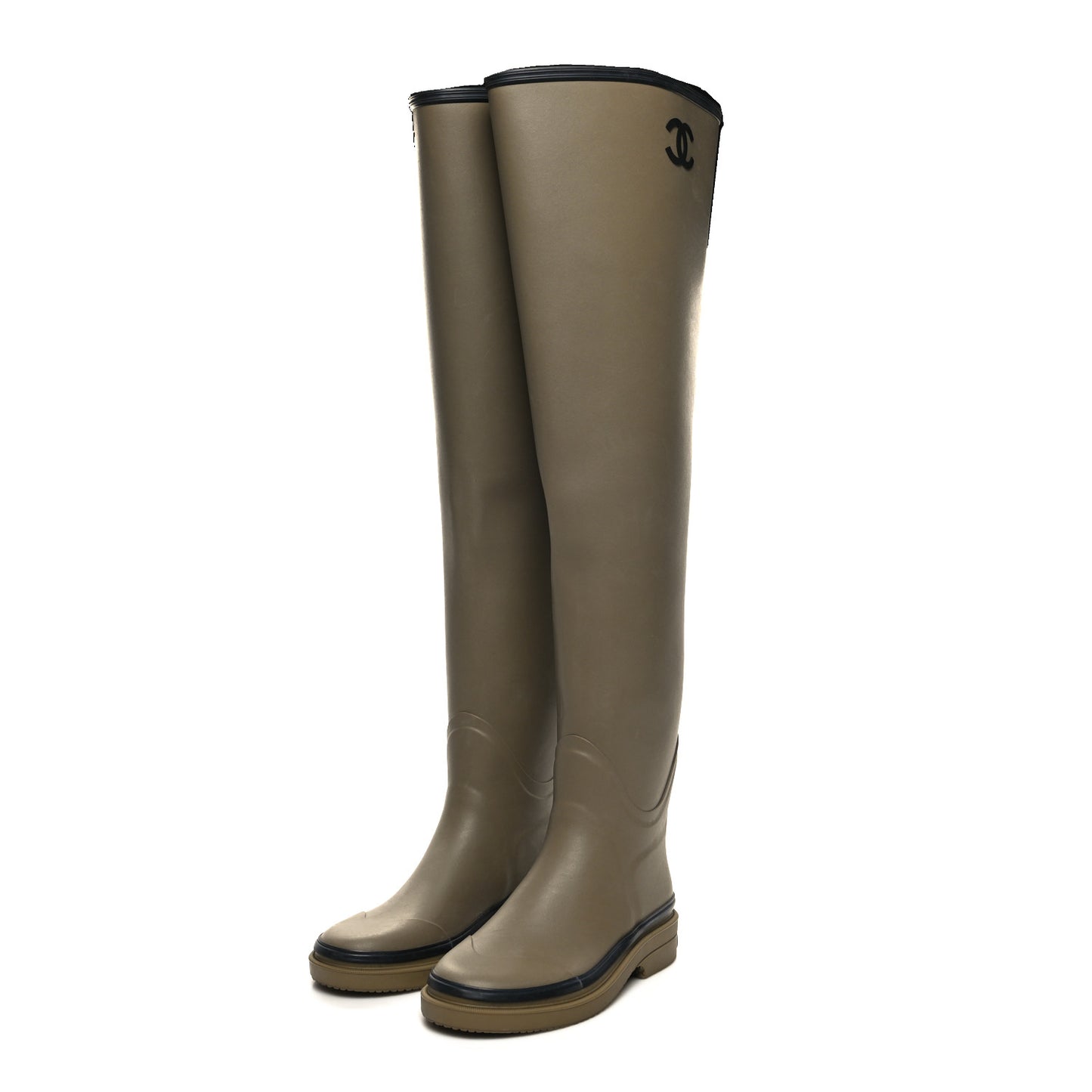 Caoutchouk CC Knee High Boots 40 Dark Beige Black