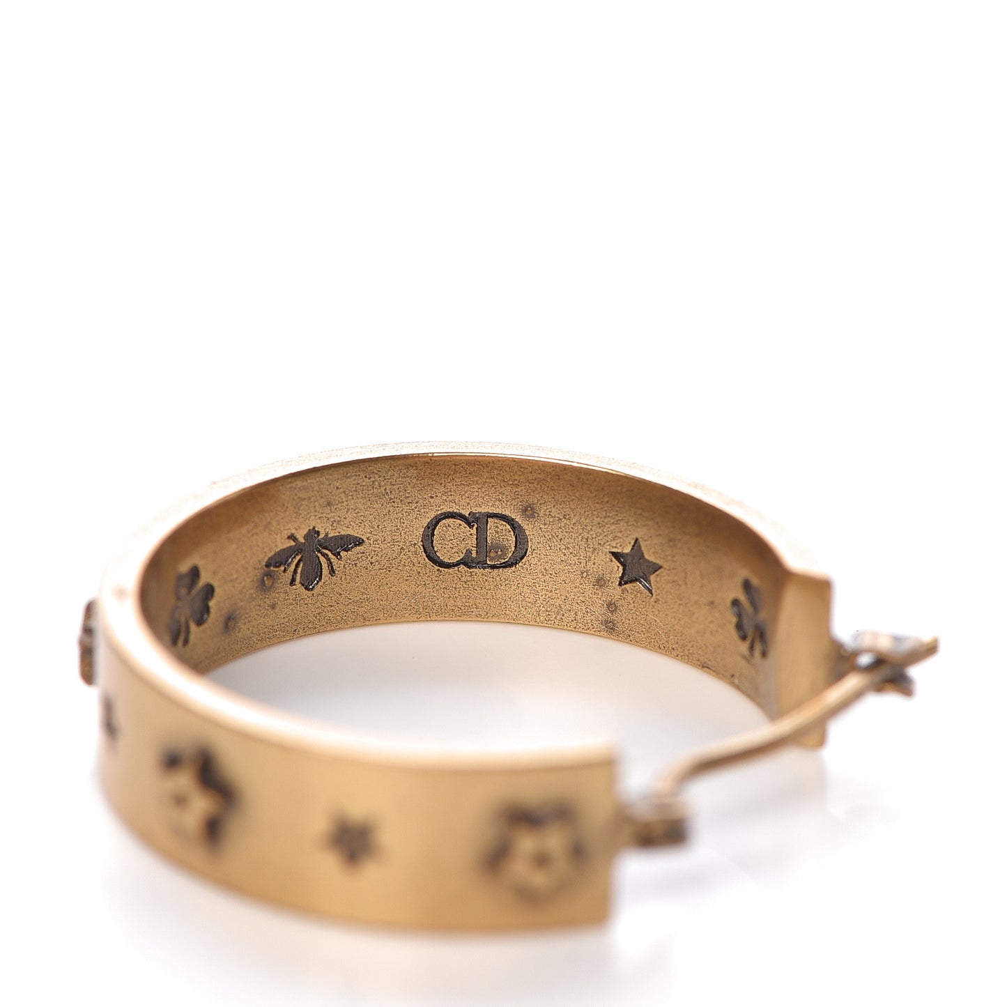 Metal Small J'Adior Star Hoop Earrings Aged Gold