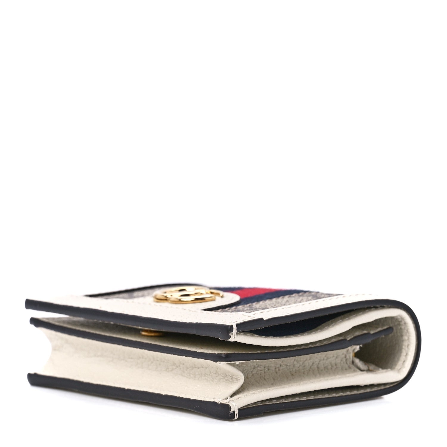 Gucci GG Supreme Monogram Textured Dollar Calfskin Web Ophidia Card Case Beige Ebony Mystic White 10 of 14