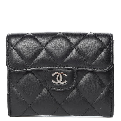 Chanel Lambskin Quilted Flap Card Holder Wallet Black 1 of 9