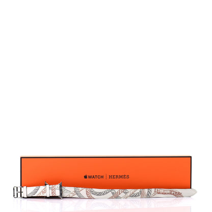 Hermes Swift Della Cavalleria Print 40mm Apple Double Tour Watch Strap White 6 of 6
