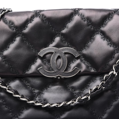 Chanel Calfskin Double Stitch Large Hamptons Flap Bag Black 10 of 10