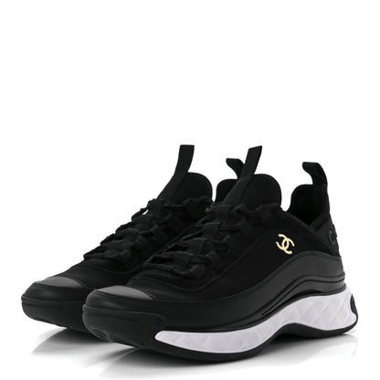 Chanel Velvet Calfskin Mixed Fibers CC Sneakers 38.5 Black 3 of 11