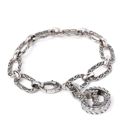 Gucci Sterling Silver Textured Interlocking G Charm Bracelet 1 of 4