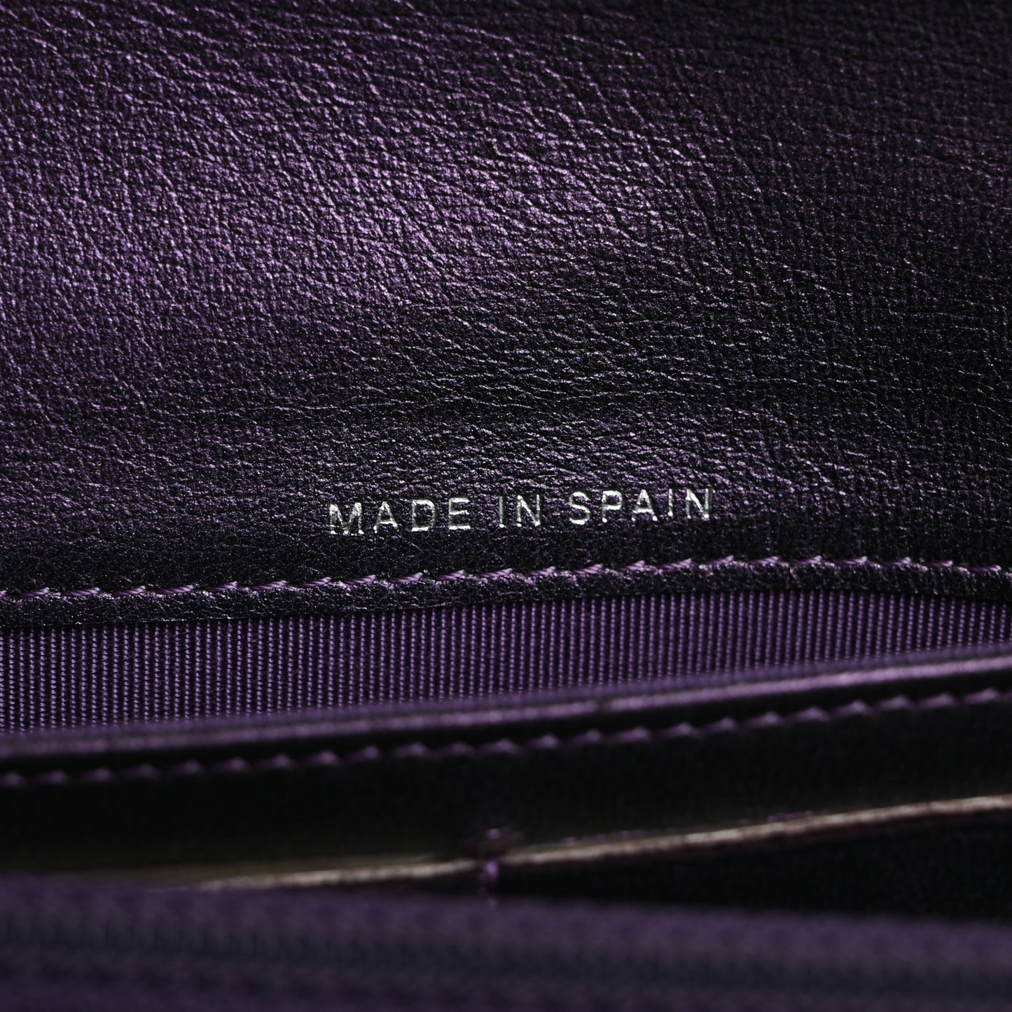 Iridescent Lambskin Quilted Large Gusset Flap Wallet Purple