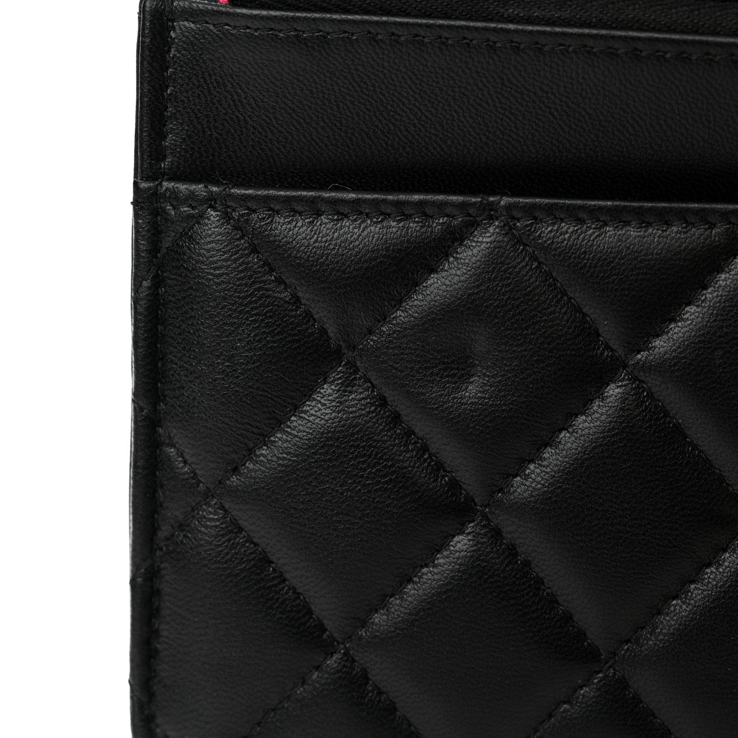 Lambskin Quilted Metal Top Handle Wallet On Chain WOC Black