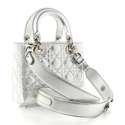 Christian Dior Metallic Grained Calfskin Cannage Small Lucky Badges My Lady Dior Silver 3 of 15