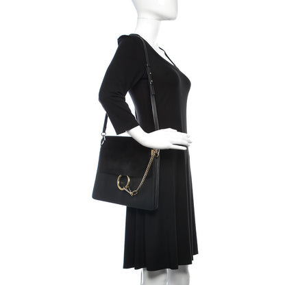 Chloe Suede Calfskin Medium Faye Shoulder Bag Black 2 of 12