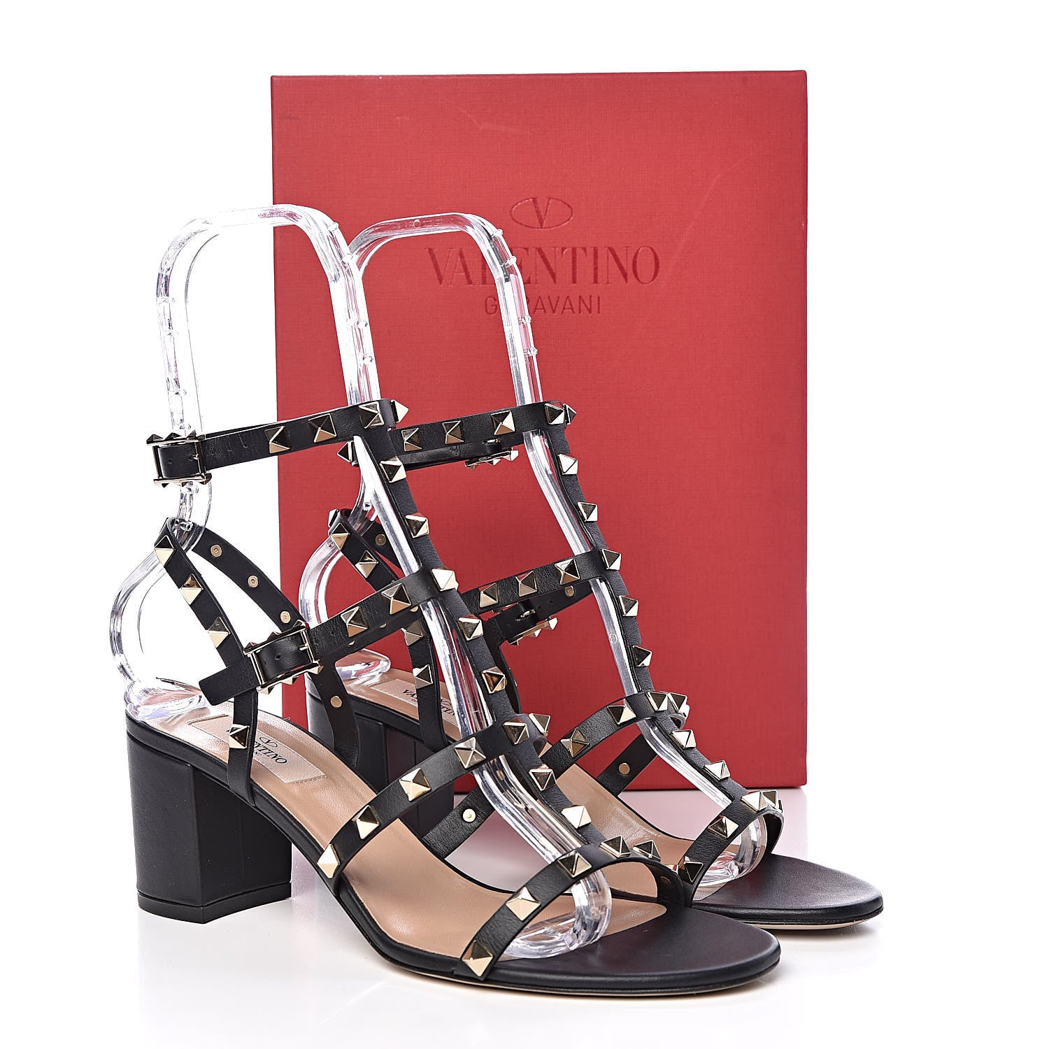 Valentino Garavani Calfskin Rockstud 60mm City Sandals 39.5 Black 8 of 8