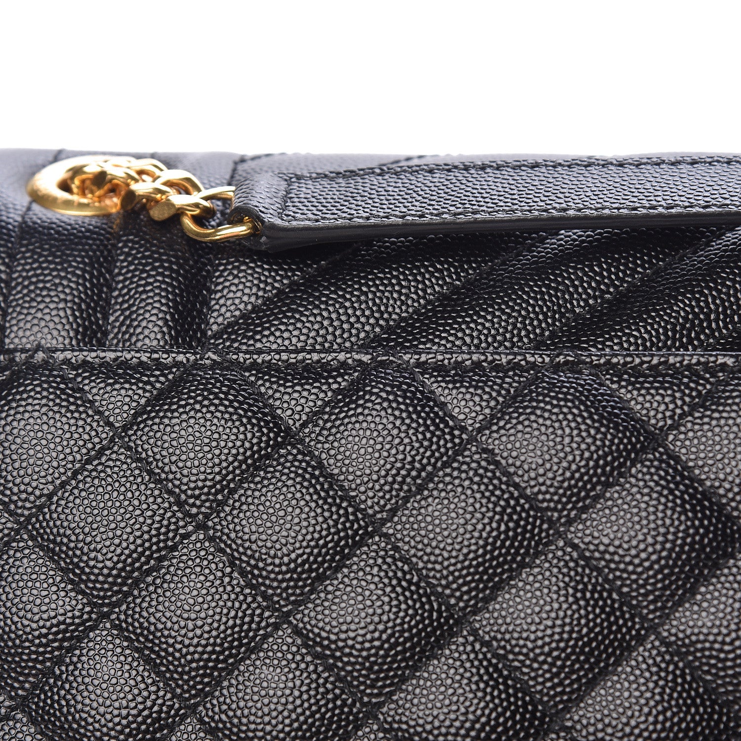 Saint Laurent Grain De Poudre Textured Mixed Matelasse Large Triquilt Monogram Satchel Black 13 of 14