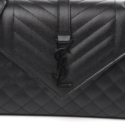 Saint Laurent Grain De Poudre Textured Mixed Matelasse Triquilt Medium Monogram Satchel Black 9 of 10