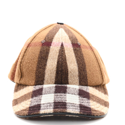 Burberry Wool Check Baseball Cap M Dark Birch Brown 3 of 6