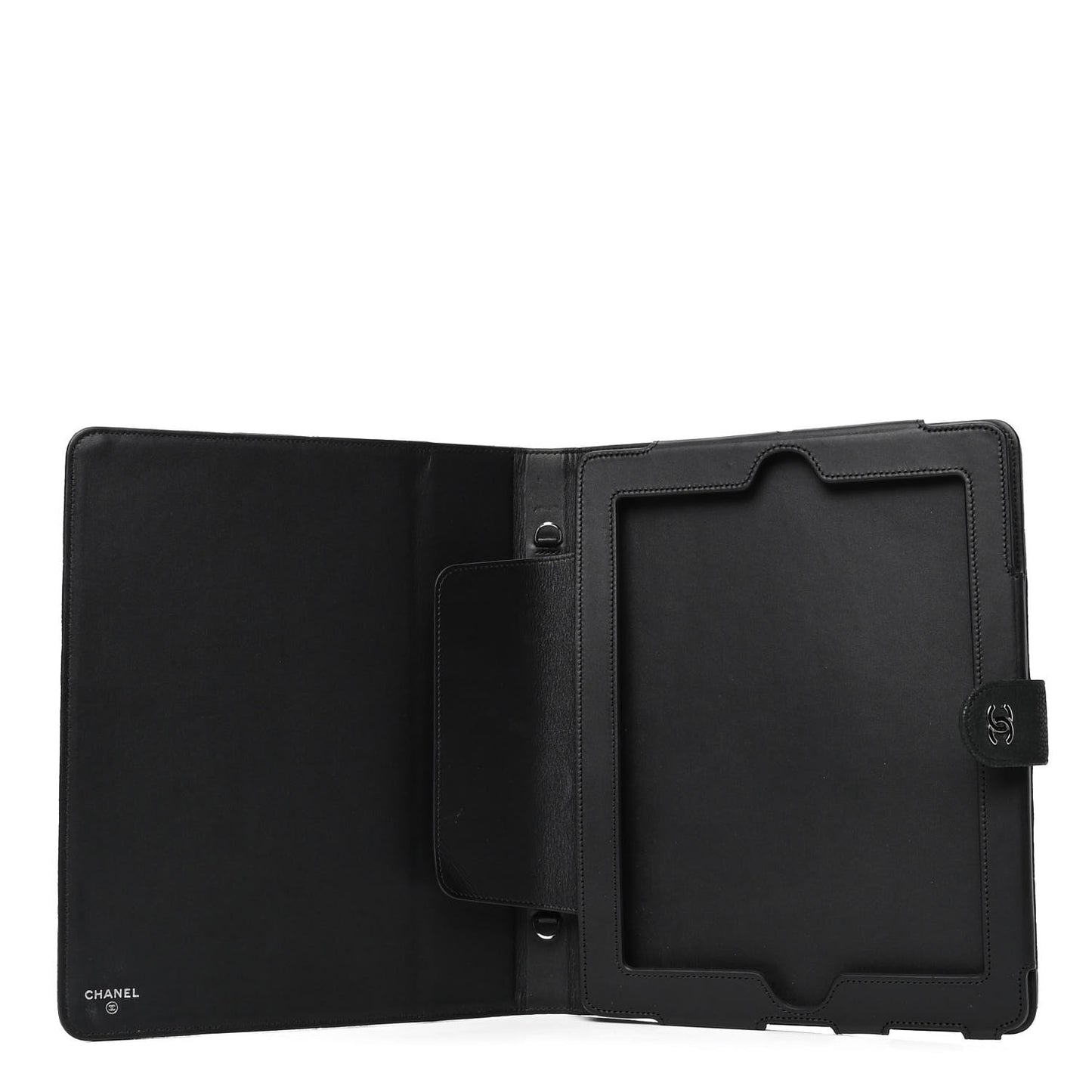 Iridescent Caviar Quilted Crossbody iPad Holder Black