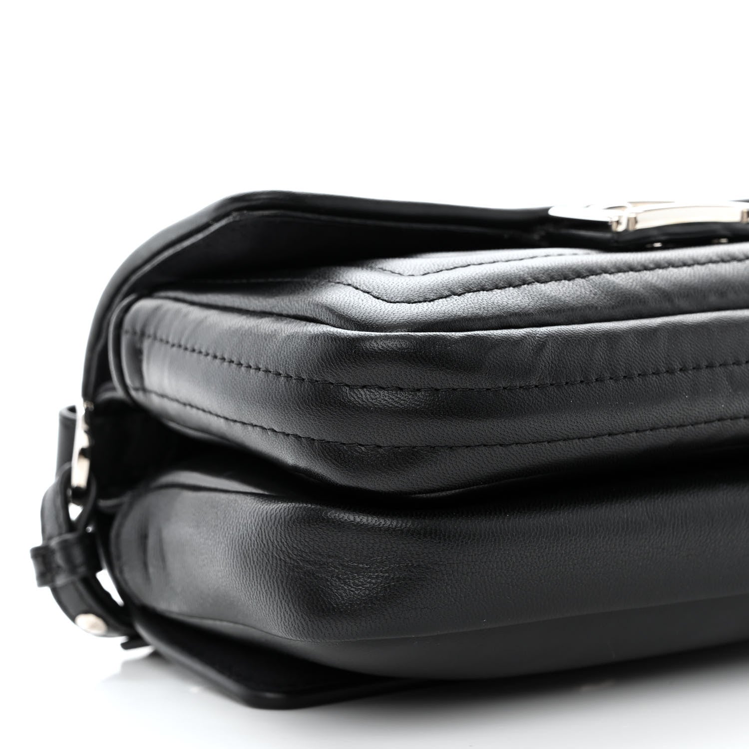 Fendi Shiny Nappa Trapuntata Micro Double Baguette Black 10 of 11
