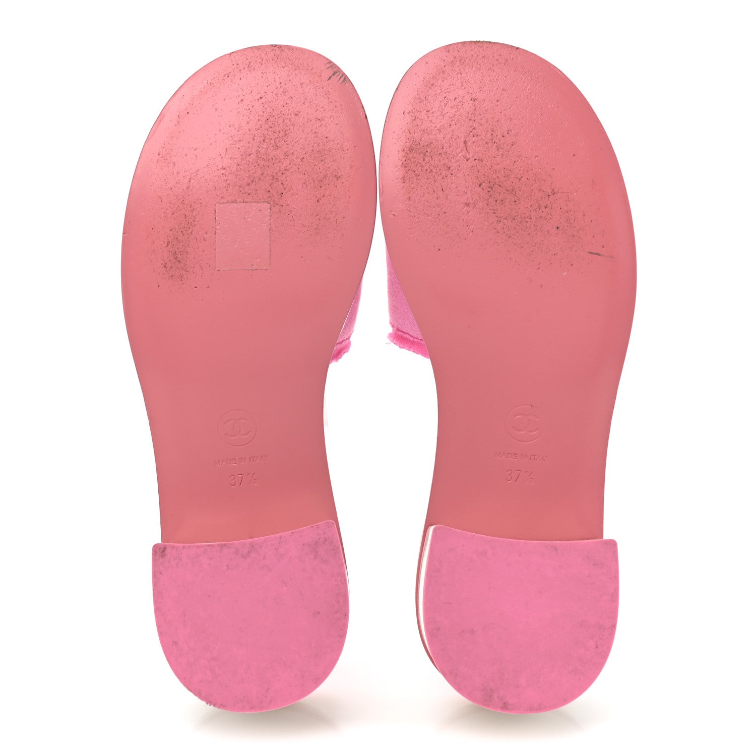 Chanel Cotton Logo Mule Sandals 37.5 Pink White 5 of 11