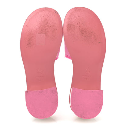 Chanel Cotton Logo Mule Sandals 37.5 Pink White 5 of 11