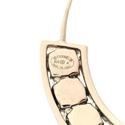 Chanel Metal Crystal CC XL Hoop Earrings Silver 4 of 4