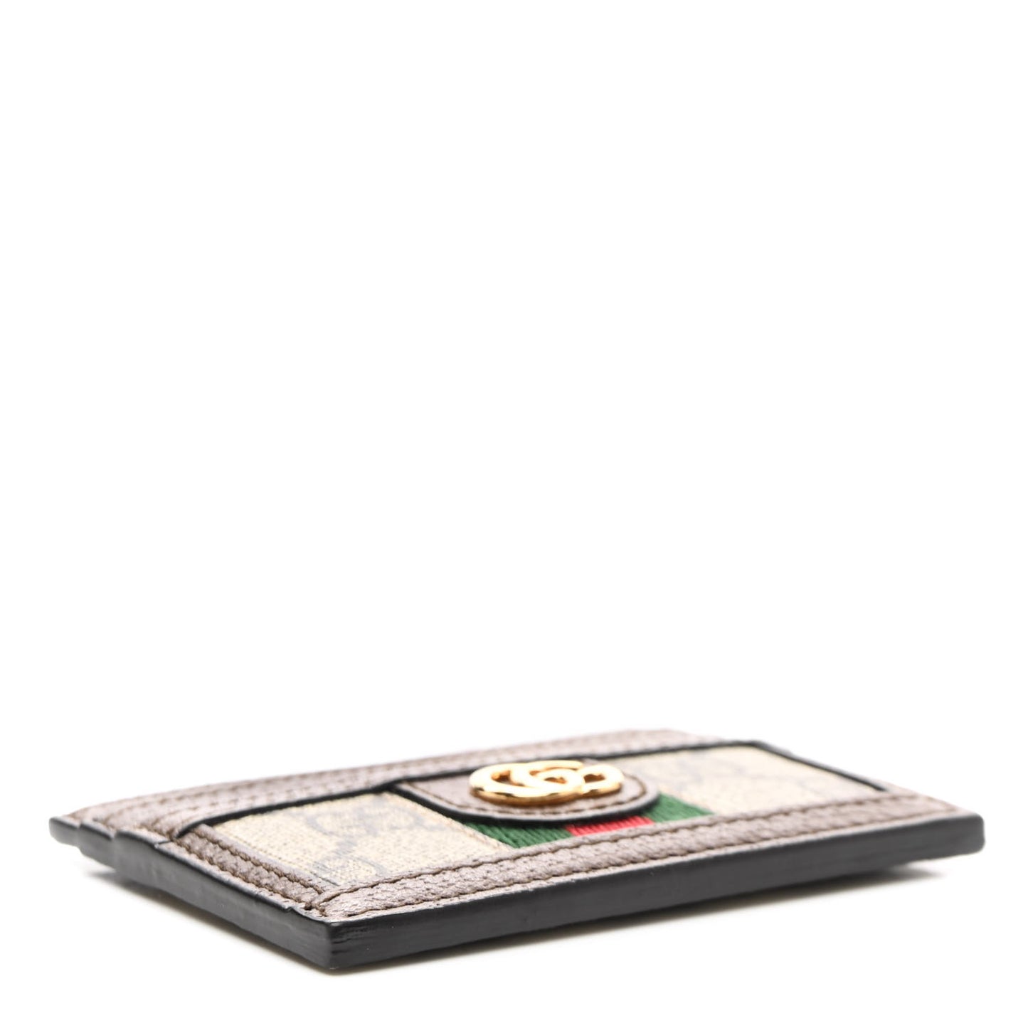 GG Supreme Monogram Textured Dollar Calfskin Ophidia Card Holder Beige Ebony New Acero
