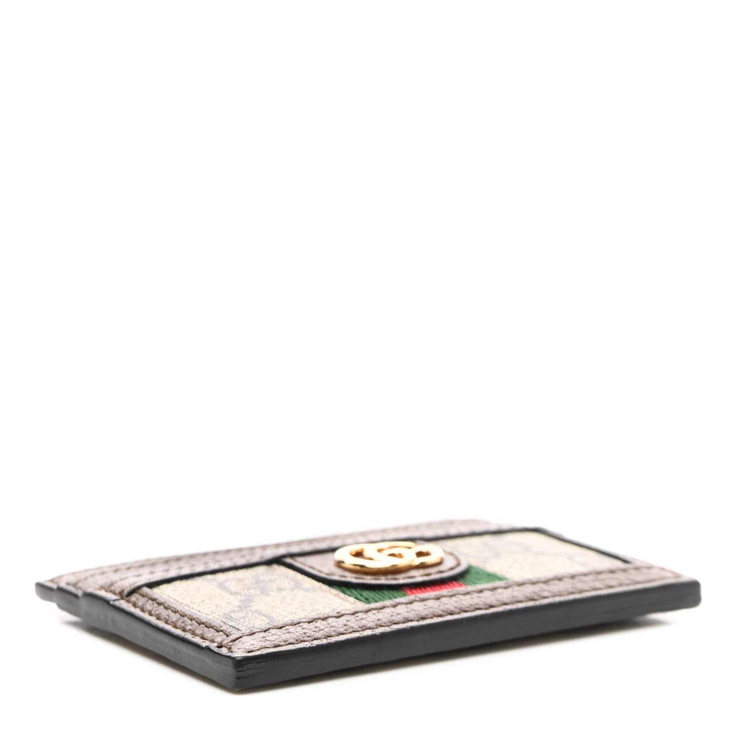 Gucci GG Supreme Monogram Textured Dollar Calfskin Ophidia Card Holder Beige Ebony New Acero 4 of 7